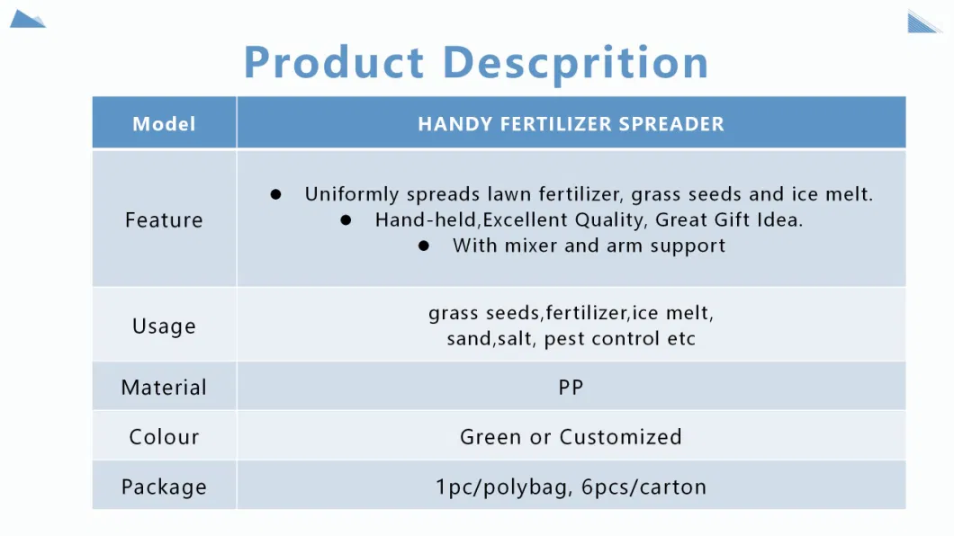 Plastic Tray and Pb-Free and UV Resistance Powder Coating, Fertilizer Spreader